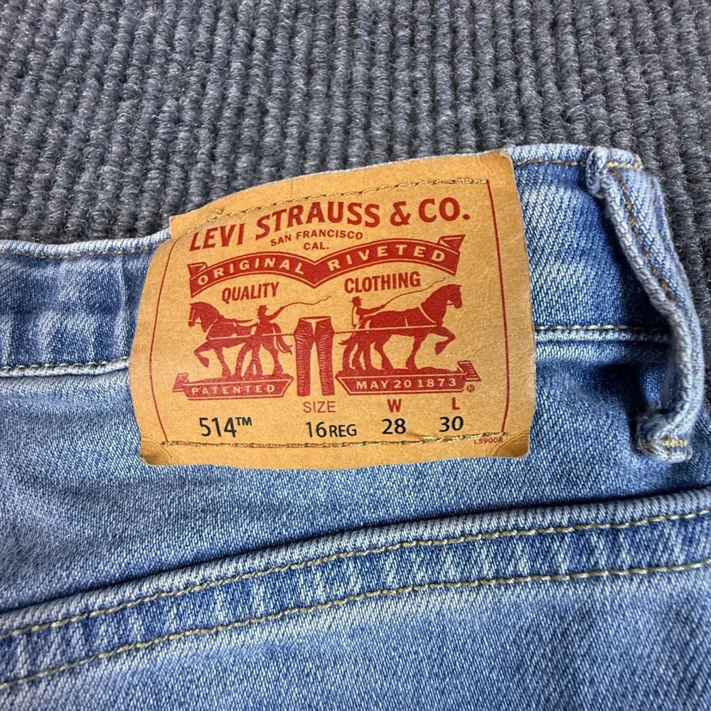 Levis 514 Straight Fit Jeans Kids Size 16 Regular Light Wash Denim 28x30